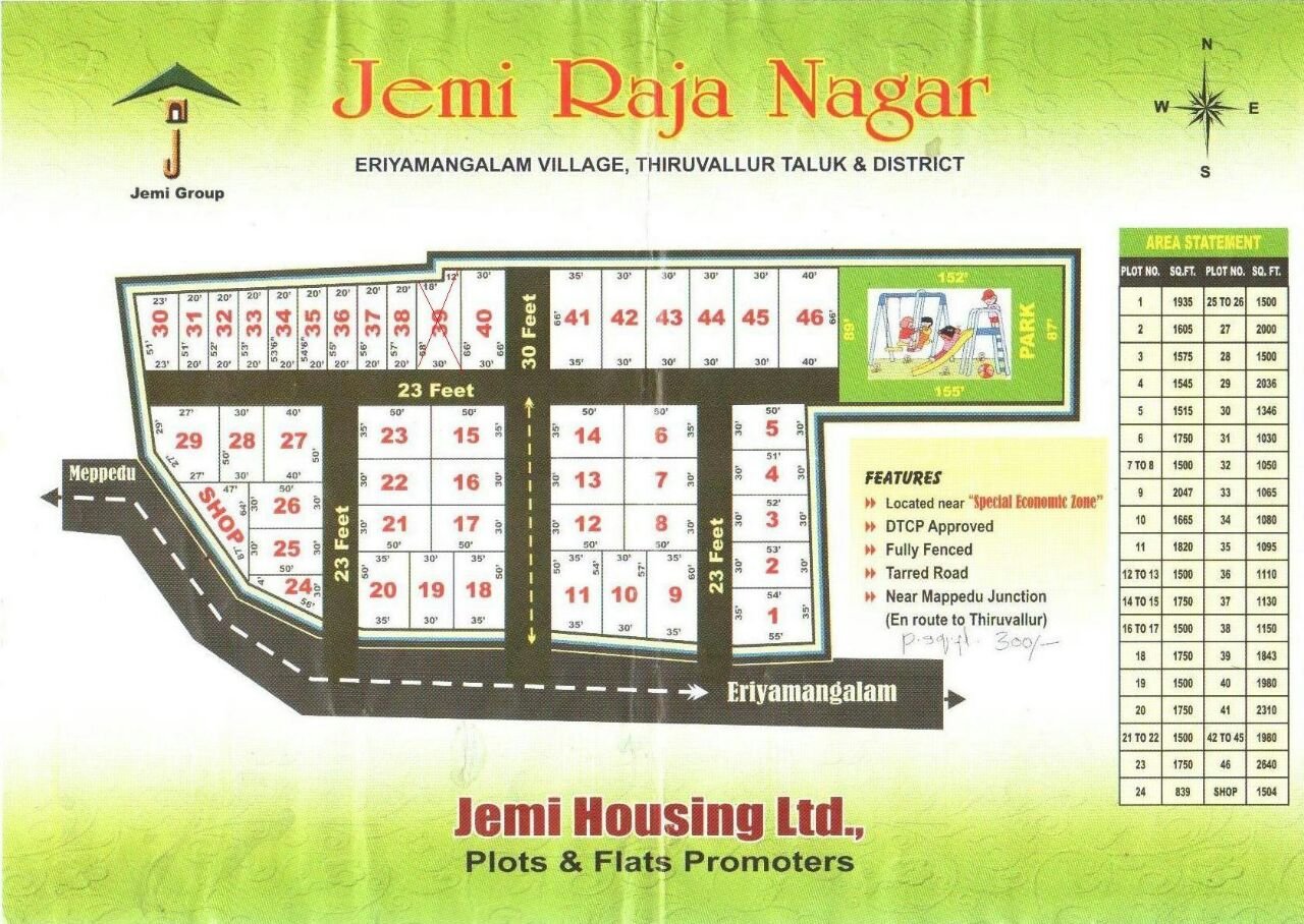 Jemi Ethiraj Nagar DTCP layout Mappedu